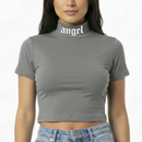 Cropped, Escrita ANGEL, Gola Alta, Blogueira Alternativa Feminina - VÁRIAS CORES