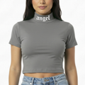 Cropped, Escrita ANGEL, Gola Alta, Blogueira Alternativa Feminina - VÁRIAS CORES