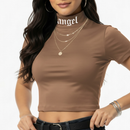 Cropped, Escrita ANGEL, Gola Alta, Blogueira Alternativa Feminina - VÁRIAS CORES