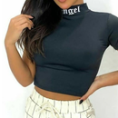 Cropped, Escrita ANGEL, Gola Alta, Blogueira Alternativa Feminina - VÁRIAS CORES